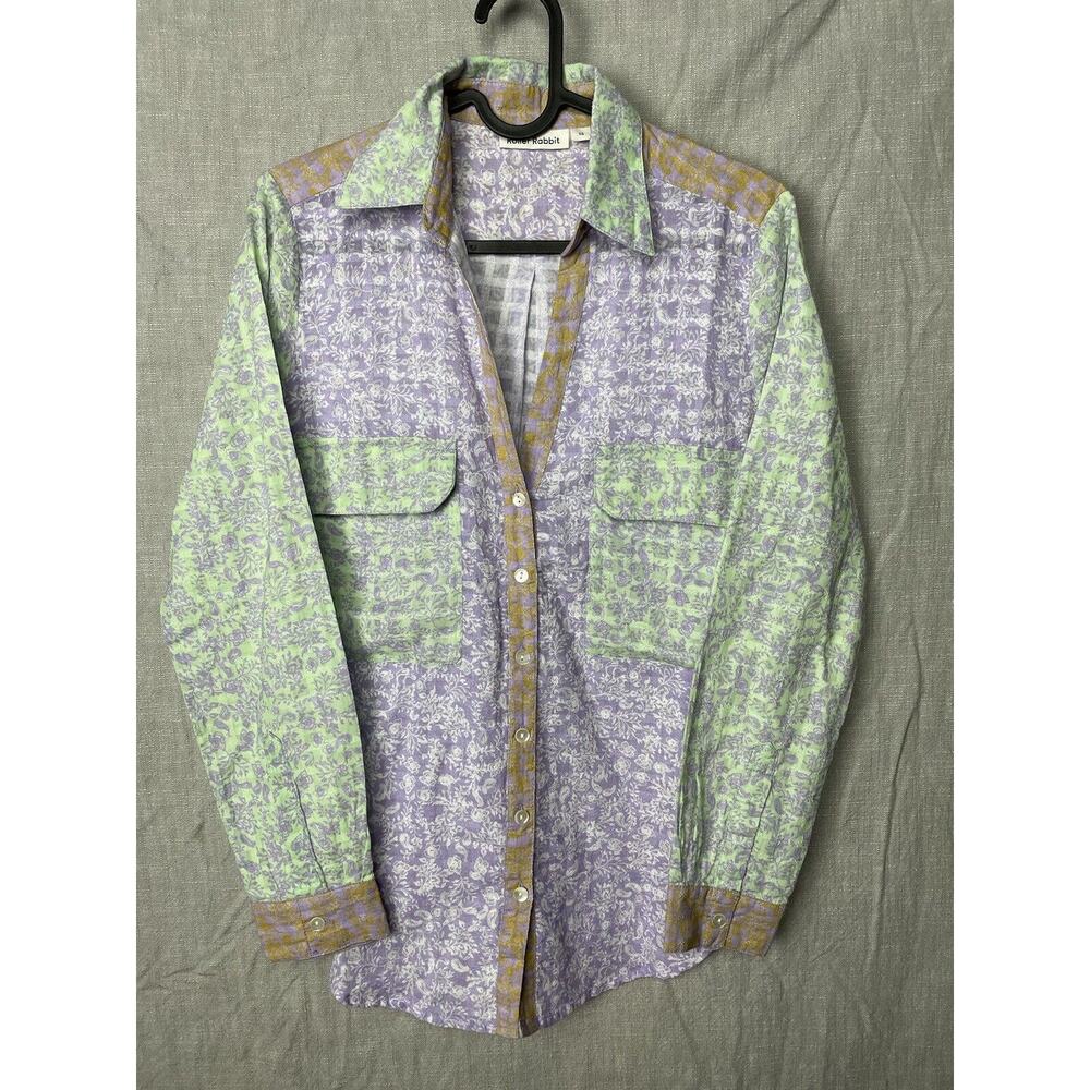 EUC Roller Rabbit XS Aitona Guy Shirt Colorful Floral Button Shirt Color Block
